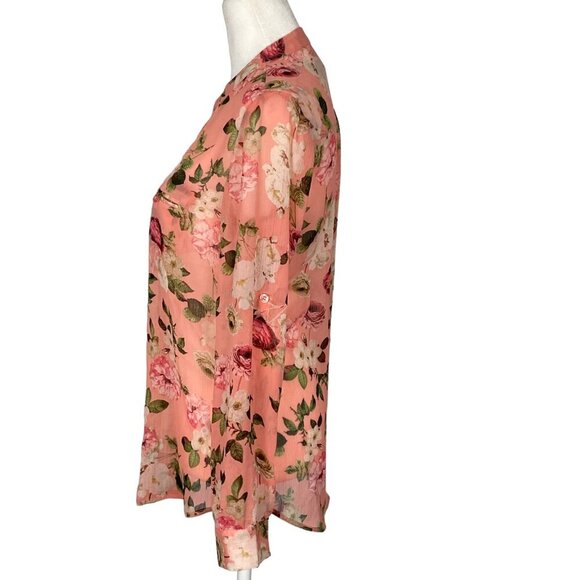 KUT FROM THE CLOTH Women Jasmine Top Size XS Orange Sheer Casual Floral 68-9 - Picture 5 of 13